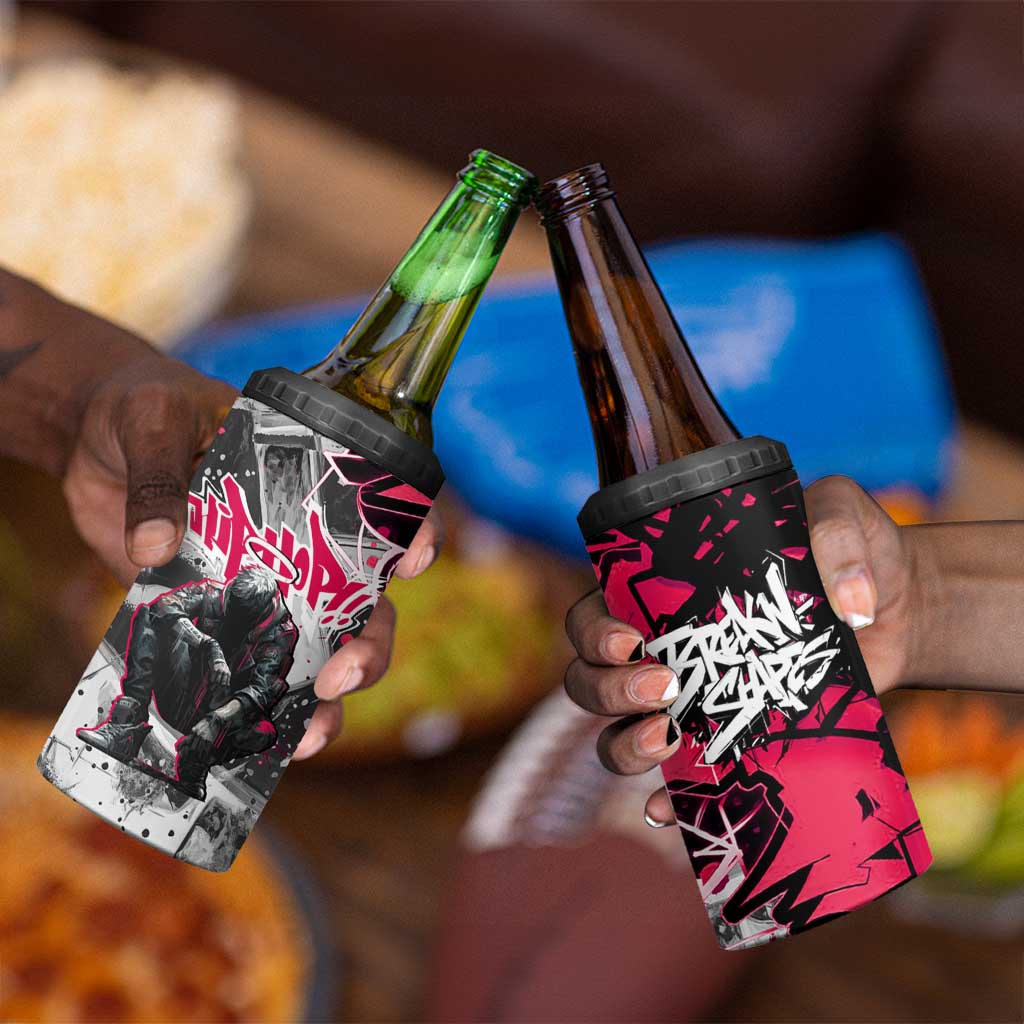 Hip Hop Graffiti Design 4 in 1 Can Cooler Tumbler Sitting Hooded Figure and Red Black Street TS04