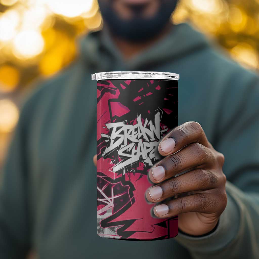 Hip Hop Graffiti Design 4 in 1 Can Cooler Tumbler Sitting Hooded Figure and Red Black Street TS04