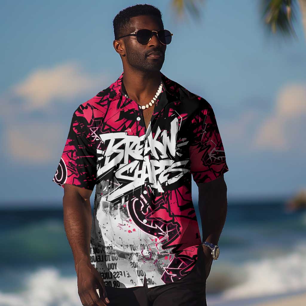 Hip Hop Graffiti Design Hawaiian Shirt Sitting Hooded Figure and Red Black Street TS04