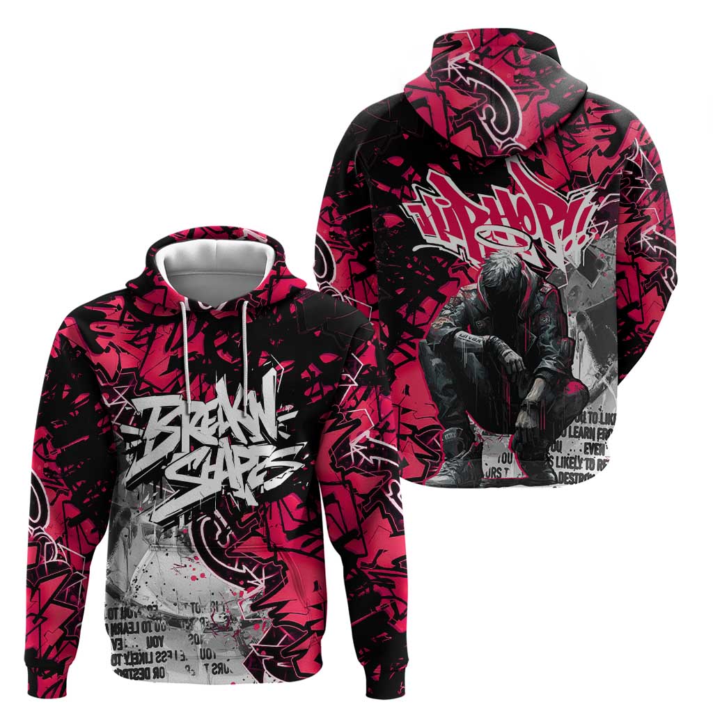 Hip Hop Graffiti Design Hoodie Sitting Hooded Figure and Red Black Street Art Elements TS04