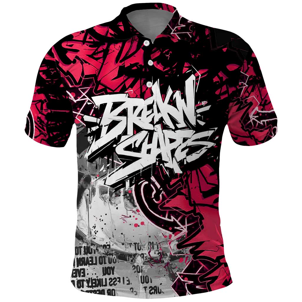 Hip Hop Graffiti Design Polo Shirt Sitting Hooded Figure and Red Black Street Art Elements TS04