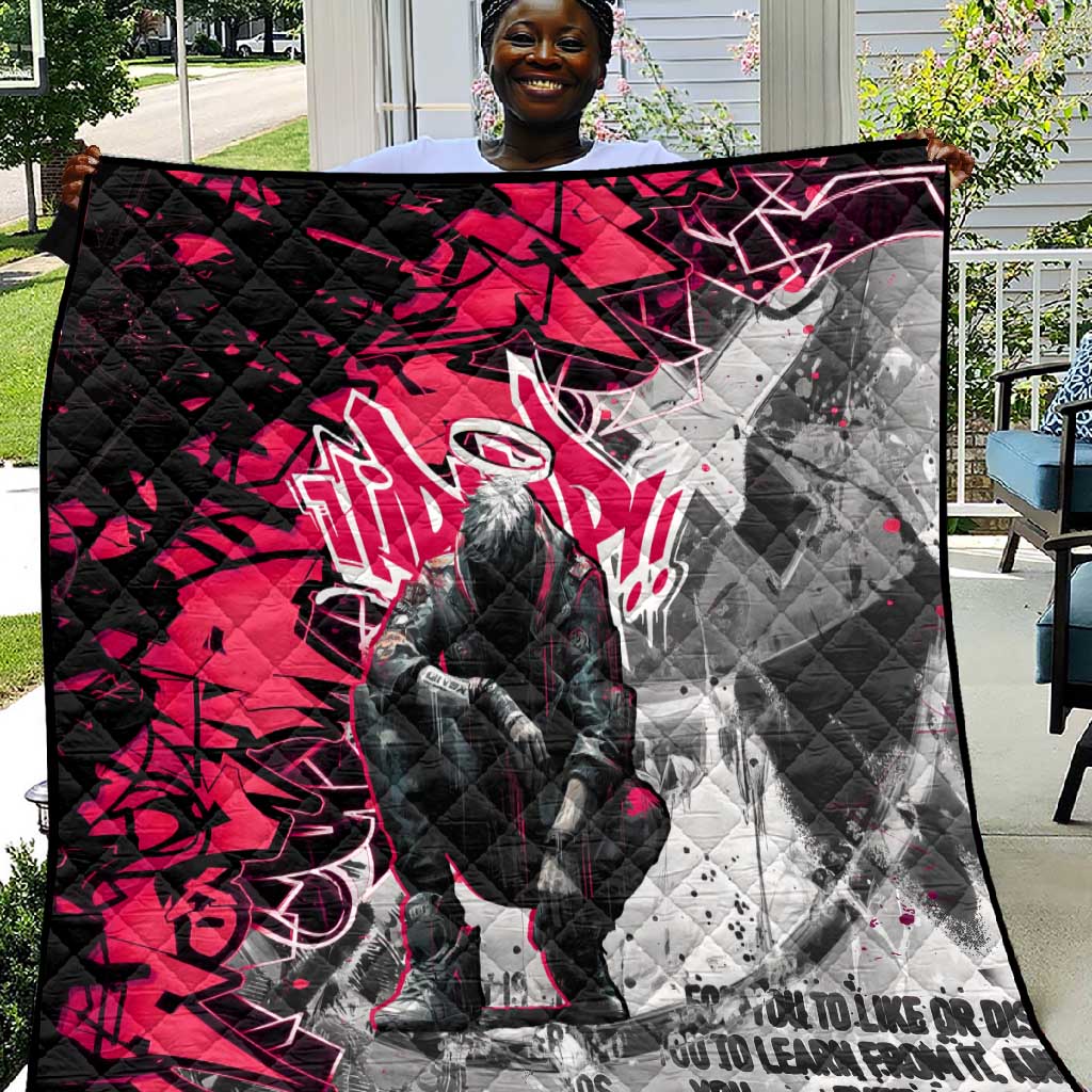 Hip Hop Graffiti Design Quilt Sitting Hooded Figure and Red Black Street TS04