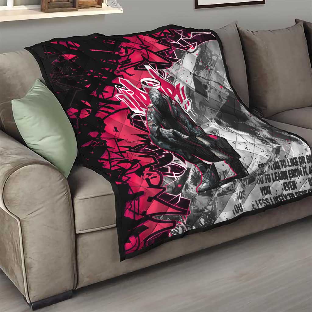 Hip Hop Graffiti Design Quilt Sitting Hooded Figure and Red Black Street TS04