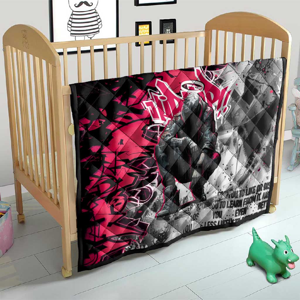 Hip Hop Graffiti Design Quilt Sitting Hooded Figure and Red Black Street TS04