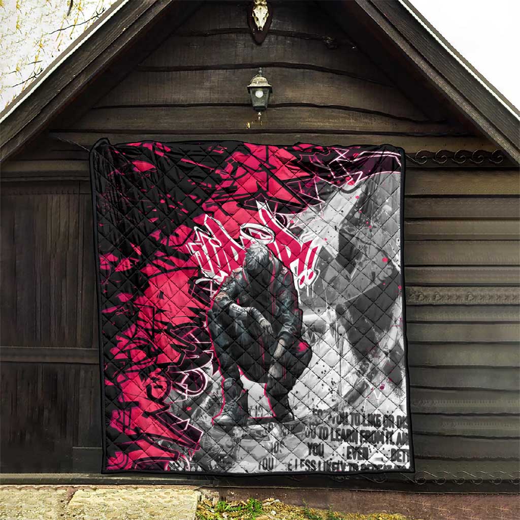 Hip Hop Graffiti Design Quilt Sitting Hooded Figure and Red Black Street TS04