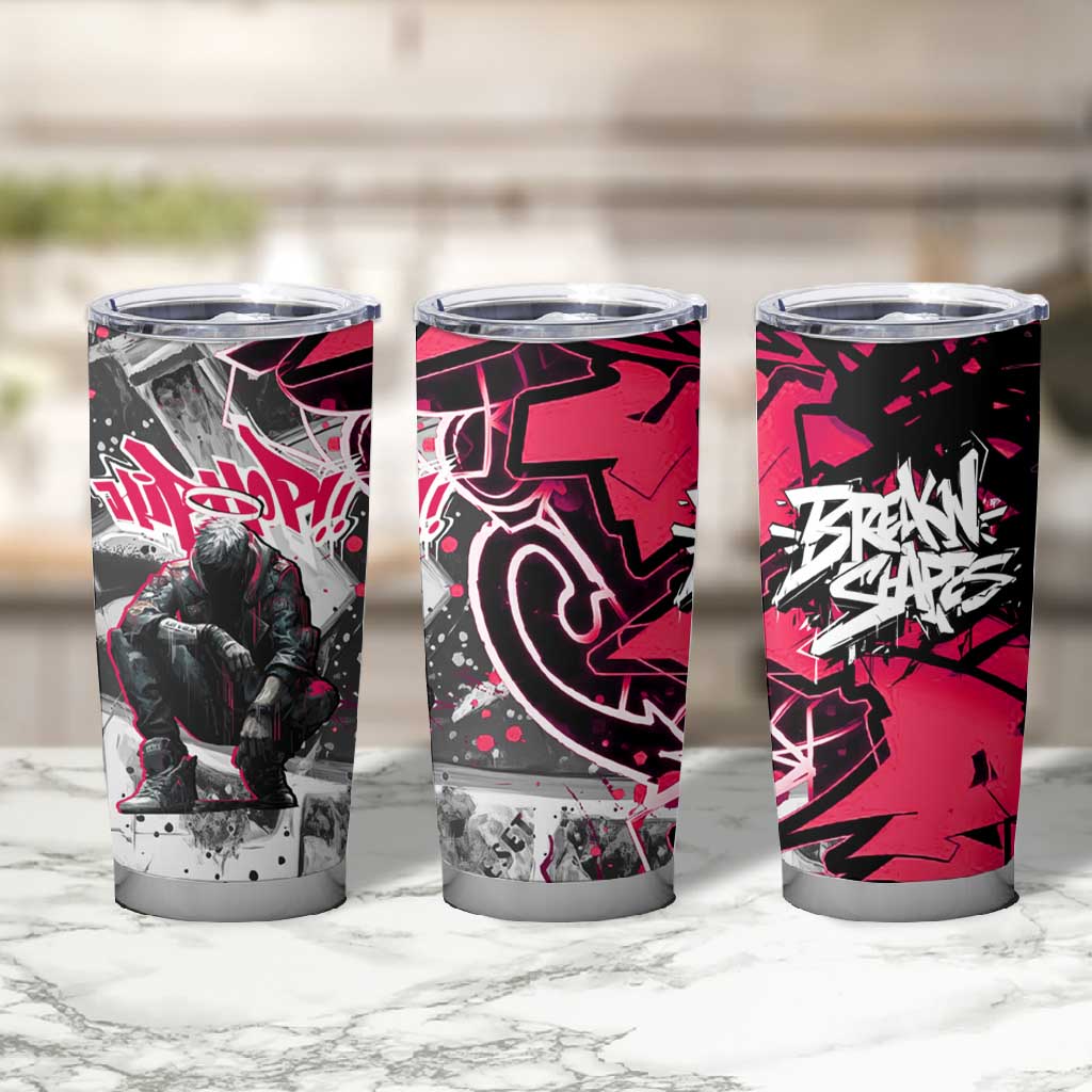 Hip Hop Graffiti Design Tumbler Cup Sitting Hooded Figure and Red Black Street TS04
