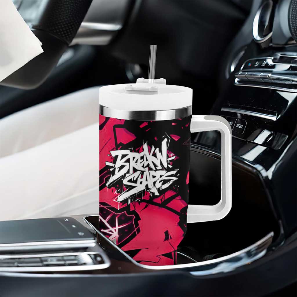 Hip Hop Graffiti Design Tumbler With Handle Sitting Hooded Figure and Red Black Street TS04