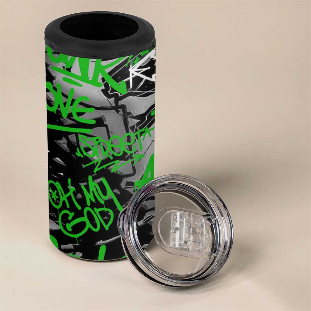 Graffiti Street Art 4 in 1 Can Cooler Tumbler Smoking Ape Character and Neon Crown Symbols TS04