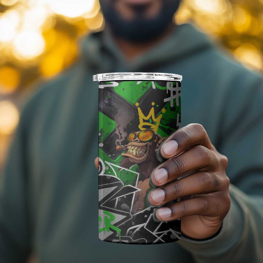 Graffiti Street Art 4 in 1 Can Cooler Tumbler Smoking Ape Character and Neon Crown Symbols TS04