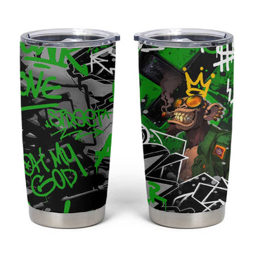 Graffiti Street Art Tumbler Cup Smoking Ape Character and Neon Crown Symbols TS04
