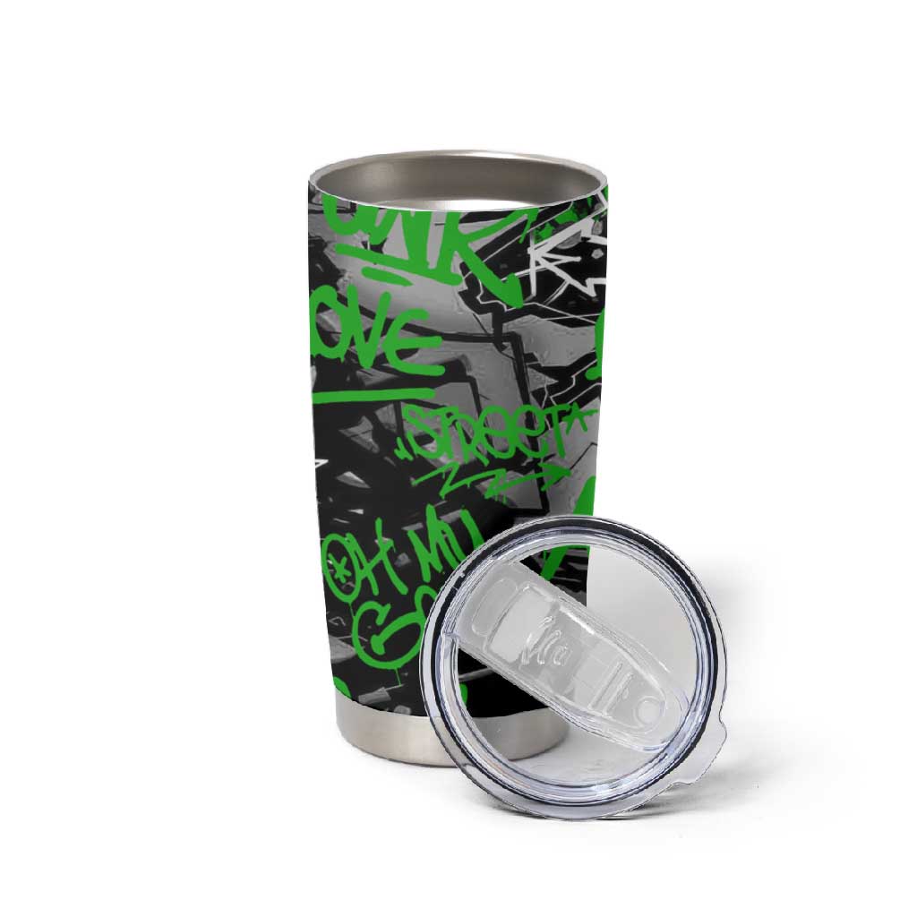 Graffiti Street Art Tumbler Cup Smoking Ape Character and Neon Crown Symbols TS04