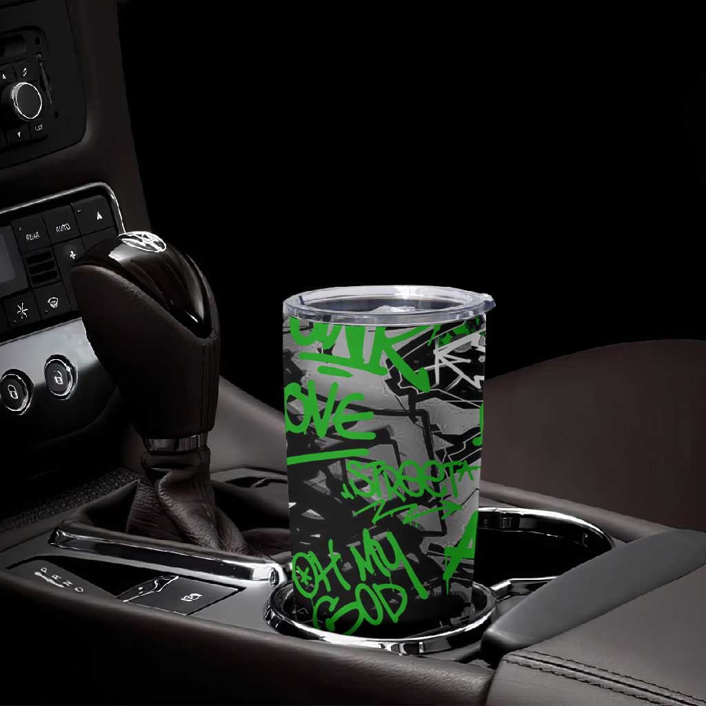 Graffiti Street Art Tumbler Cup Smoking Ape Character and Neon Crown Symbols TS04