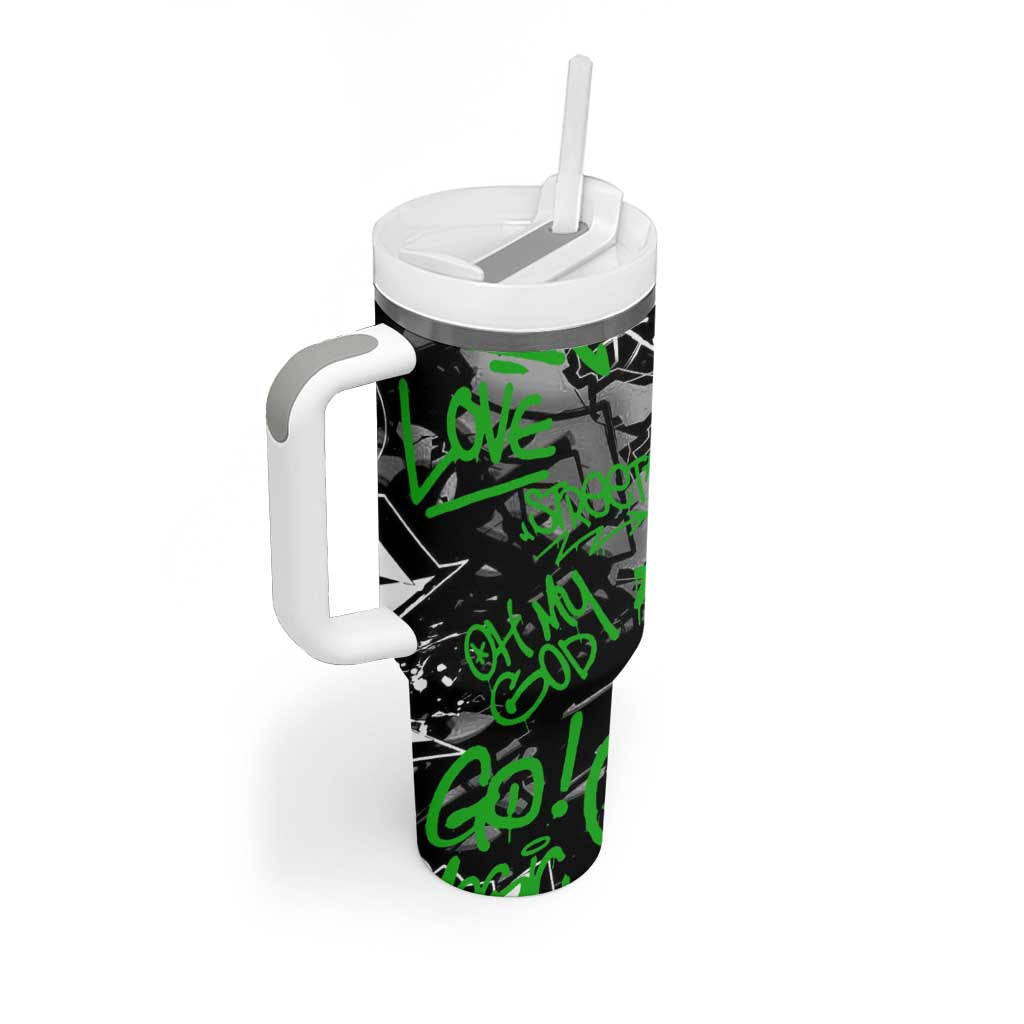 Graffiti Street Art Tumbler With Handle Smoking Ape Character and Neon Crown Symbols TS04