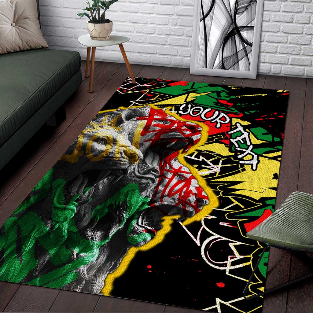 Lion King Africa Graffiti Area Rug Bold Text and Neon Colors TS04