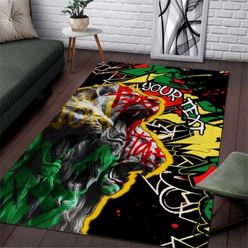 Lion King Africa Graffiti Area Rug Bold Text and Neon Colors TS04