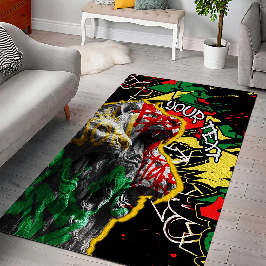 Lion King Africa Graffiti Area Rug Bold Text and Neon Colors TS04