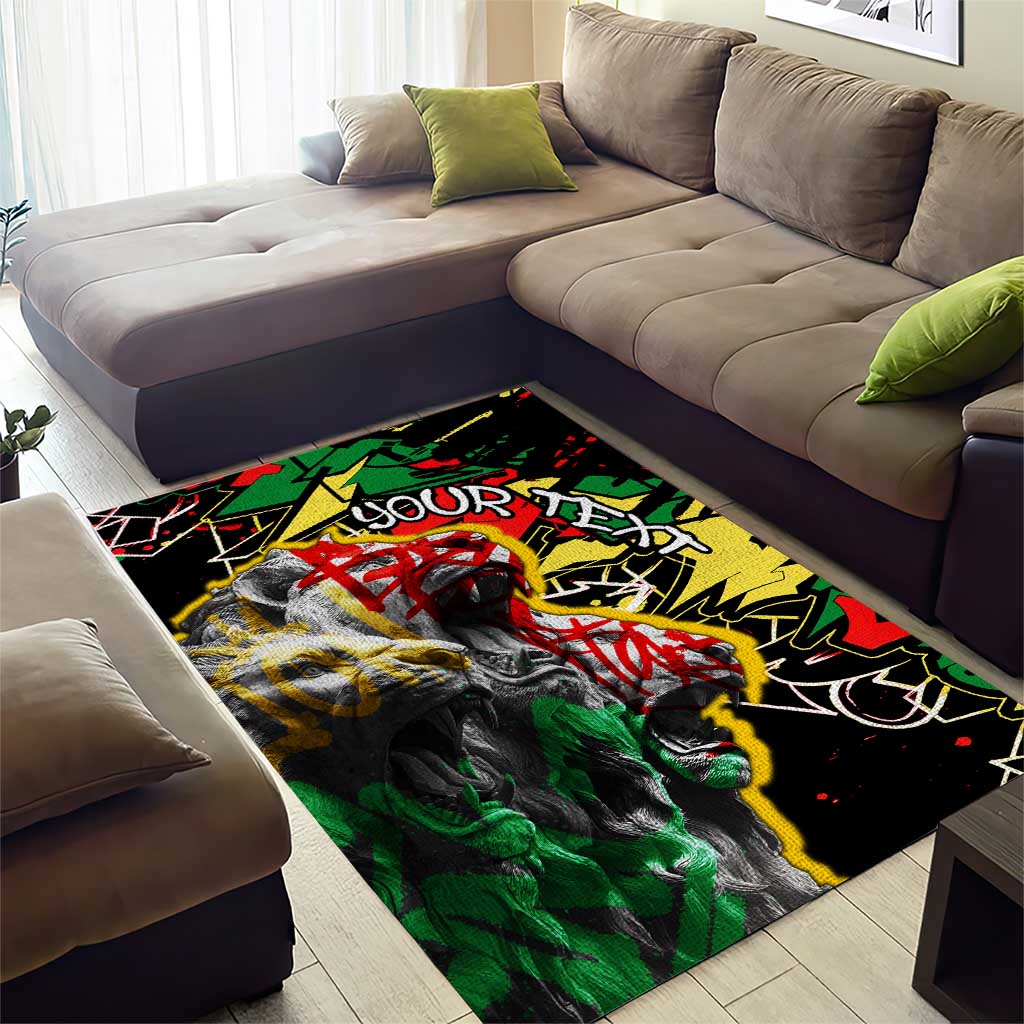 Lion King Africa Graffiti Area Rug Bold Text and Neon Colors TS04