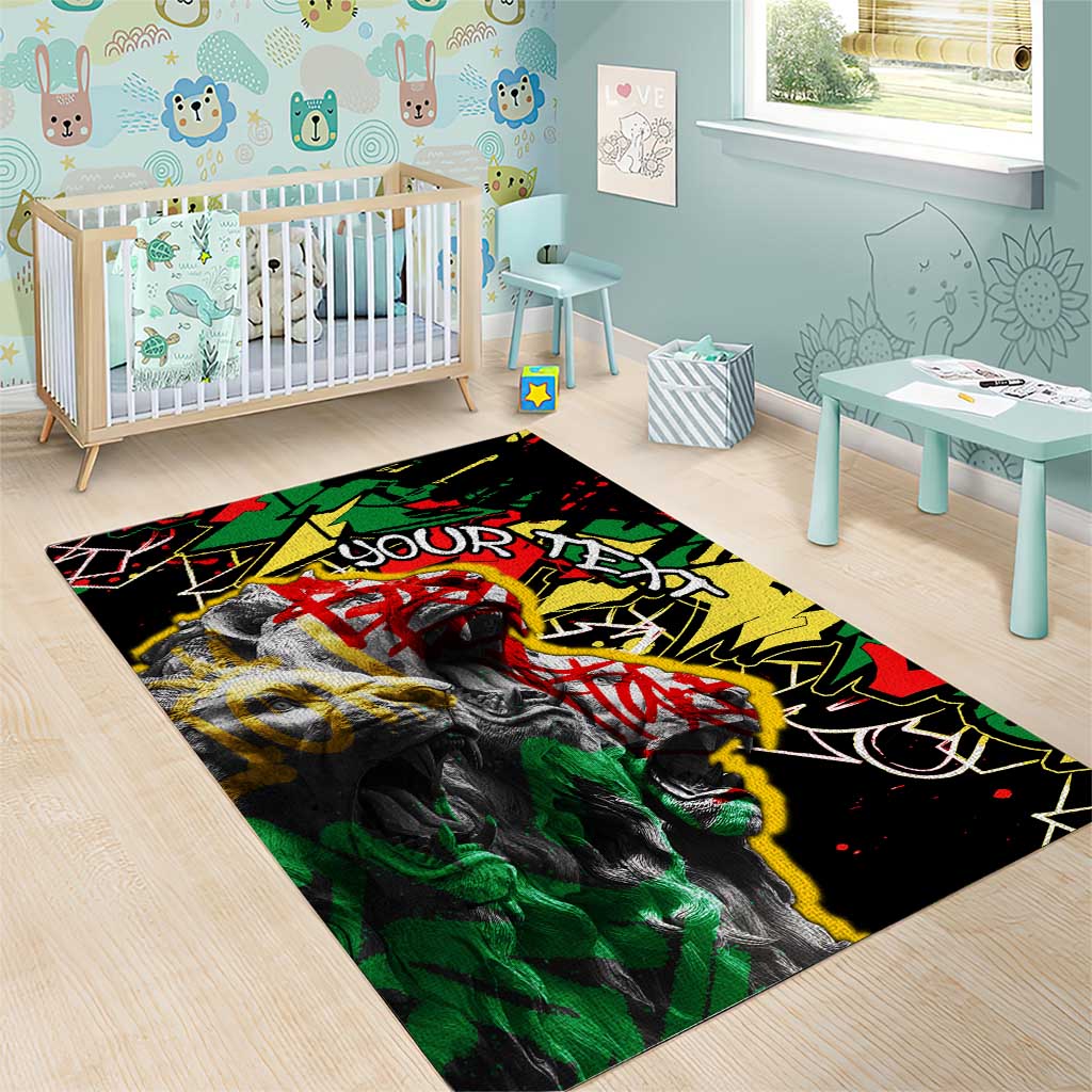 Lion King Africa Graffiti Area Rug Bold Text and Neon Colors TS04