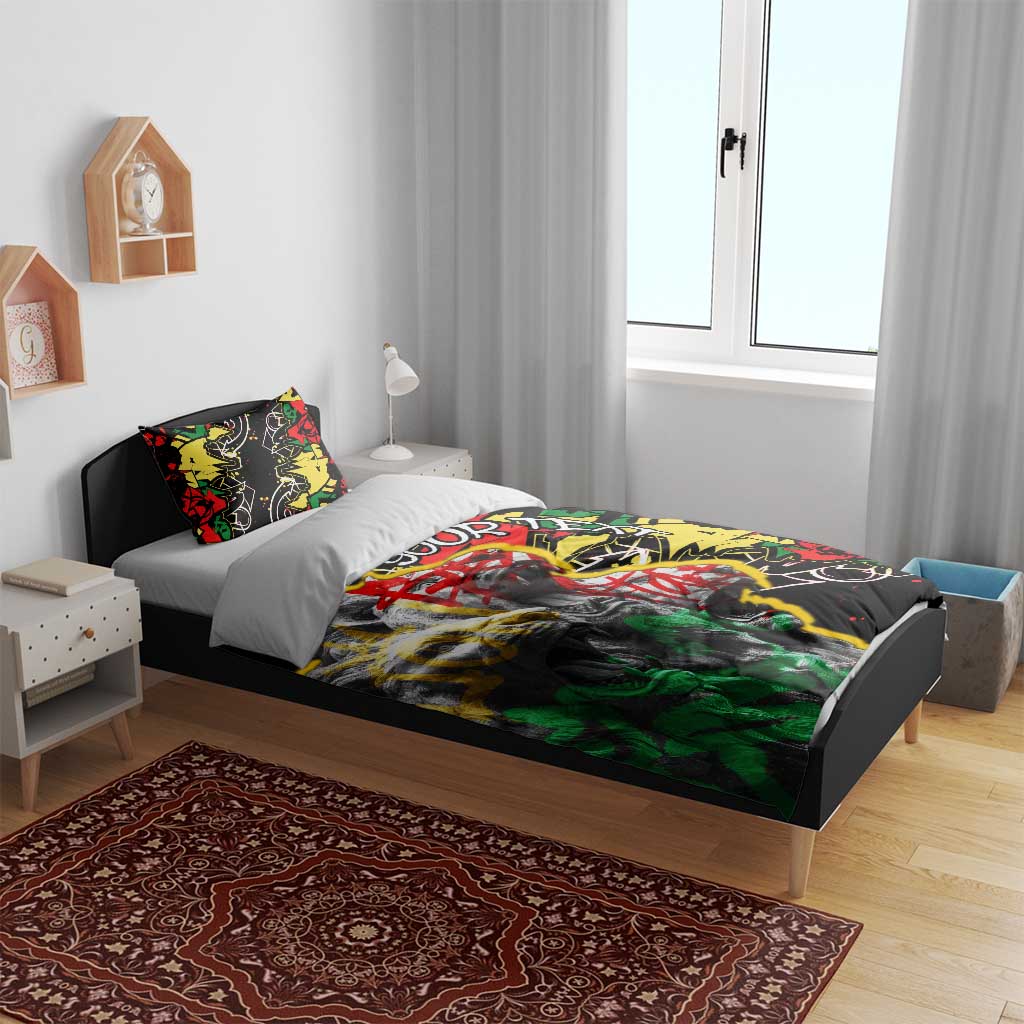 Lion King Africa Graffiti Bedding Set Bold Text and Neon Colors TS04