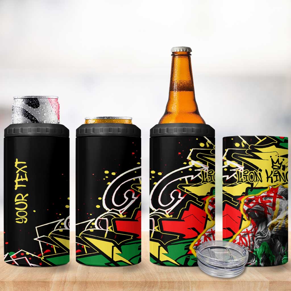 Lion King Africa Graffiti 4 in 1 Can Cooler Tumbler Bold Text and Neon Colors TS04