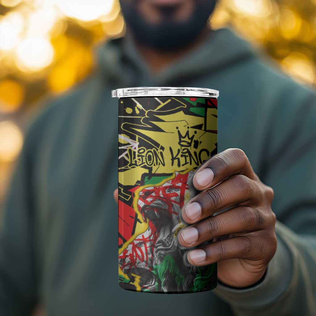 Lion King Africa Graffiti 4 in 1 Can Cooler Tumbler Bold Text and Neon Colors TS04