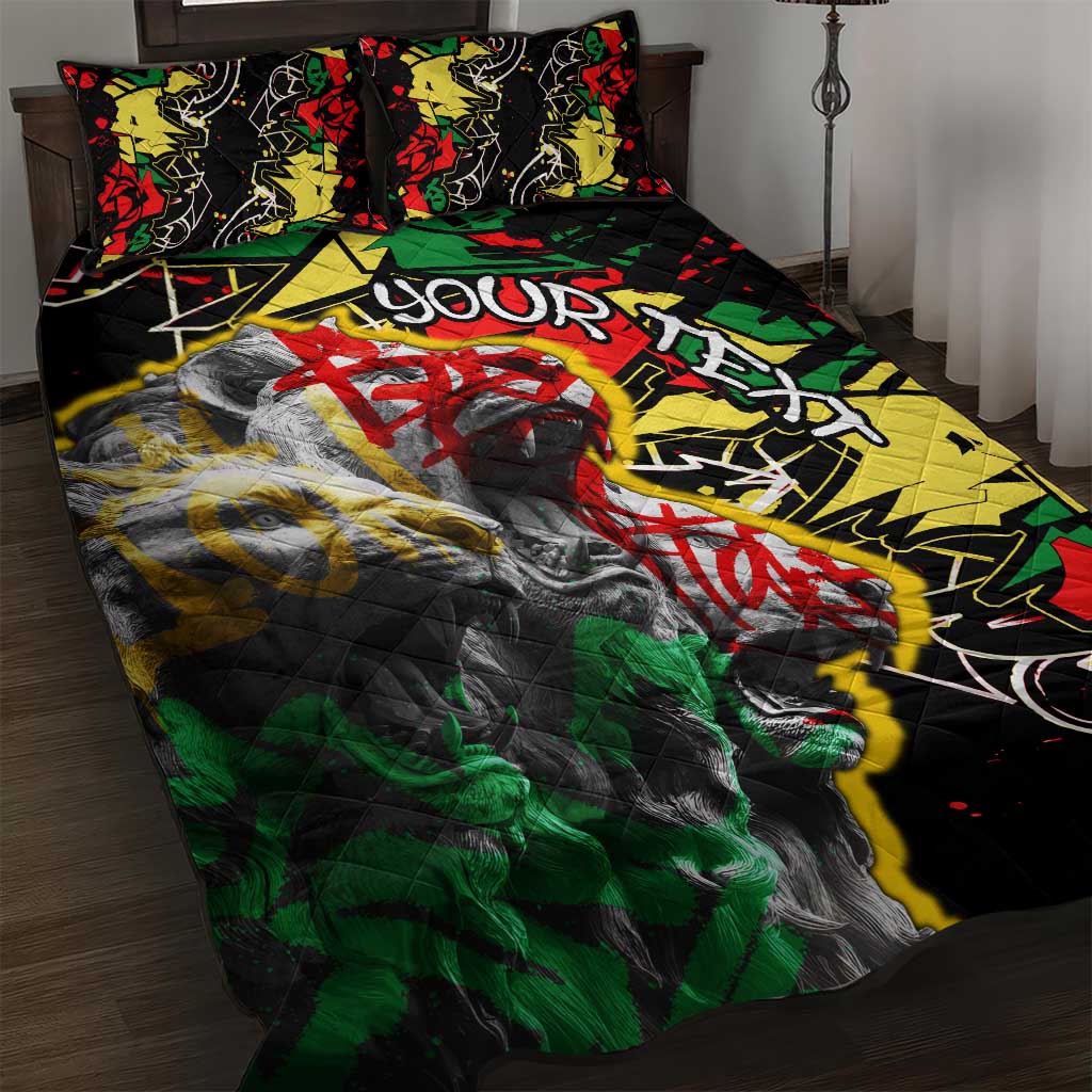 Lion King Africa Graffiti Quilt Bed Set Bold Text and Neon Colors TS04