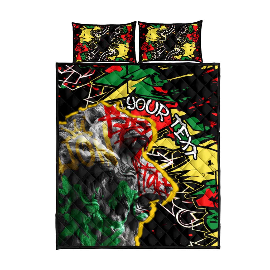 Lion King Africa Graffiti Quilt Bed Set Bold Text and Neon Colors TS04
