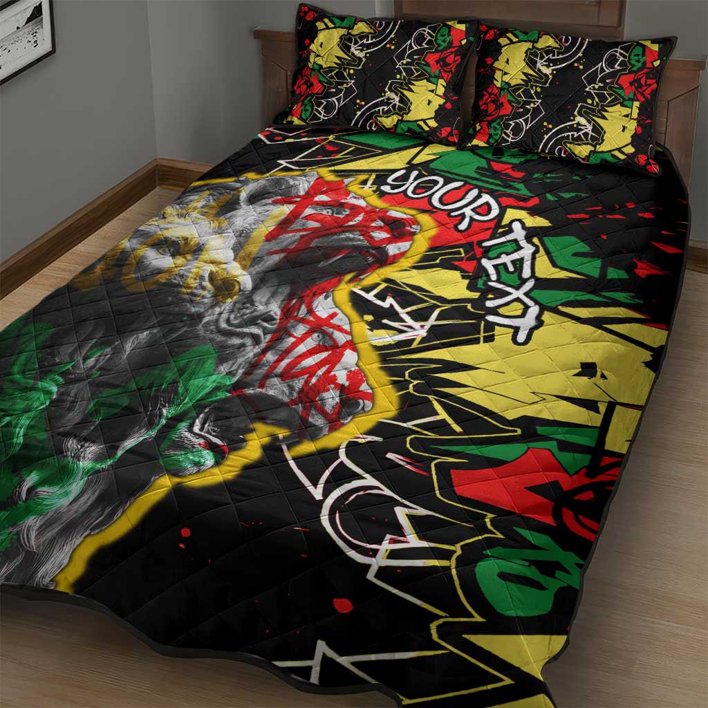 Lion King Africa Graffiti Quilt Bed Set Bold Text and Neon Colors TS04