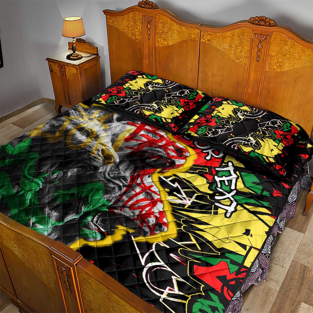 Lion King Africa Graffiti Quilt Bed Set Bold Text and Neon Colors TS04