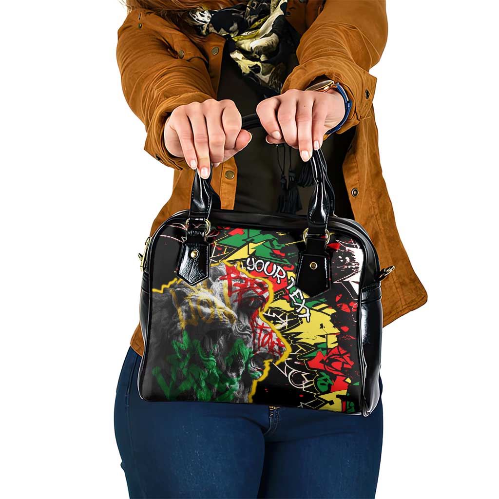 Lion King Africa Graffiti Street Art Shoulder Handbag Bold Text and Neon Colors Design TS04