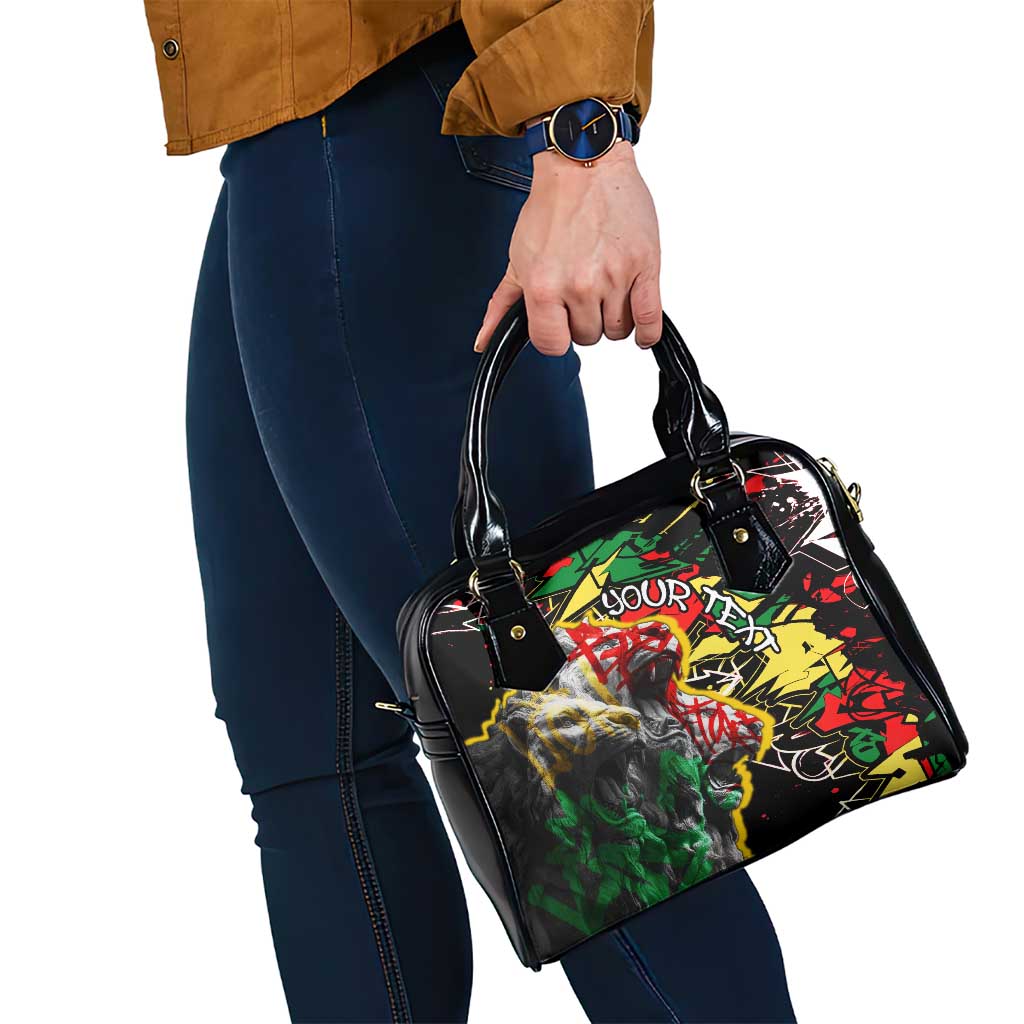 Lion King Africa Graffiti Street Art Shoulder Handbag Bold Text and Neon Colors Design TS04