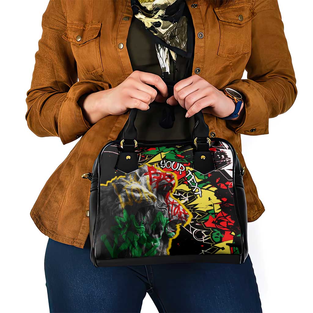 Lion King Africa Graffiti Street Art Shoulder Handbag Bold Text and Neon Colors Design TS04