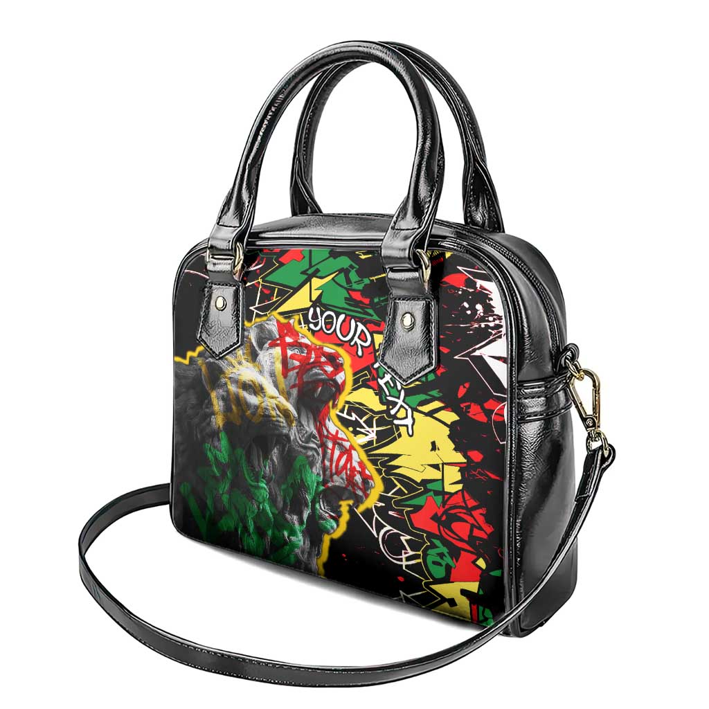 Lion King Africa Graffiti Street Art Shoulder Handbag Bold Text and Neon Colors Design TS04