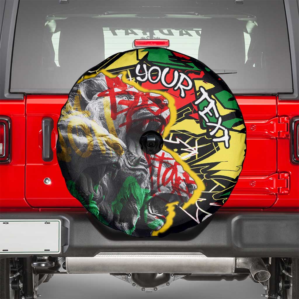 Lion King Africa Graffiti Street Art Spare Tire Cover Bold Text and Neon Colors Design TS04