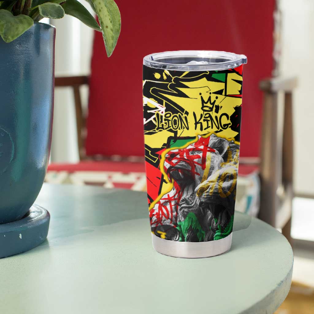 Lion King Africa Graffiti Tumbler Cup Bold Text and Neon Colors TS04