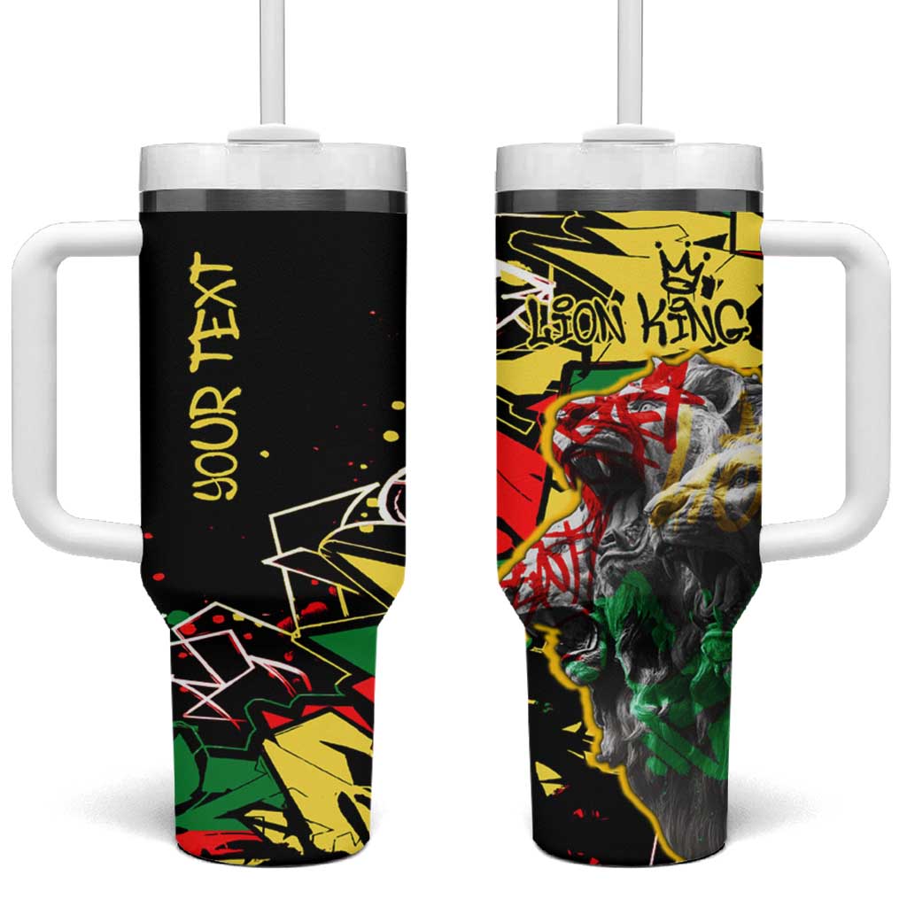 Lion King Africa Graffiti Tumbler With Handle Bold Text and Neon Colors TS04