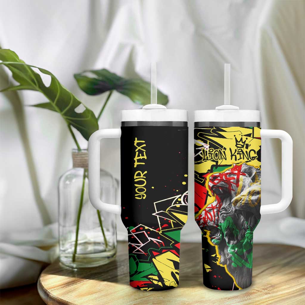 Lion King Africa Graffiti Tumbler With Handle Bold Text and Neon Colors TS04