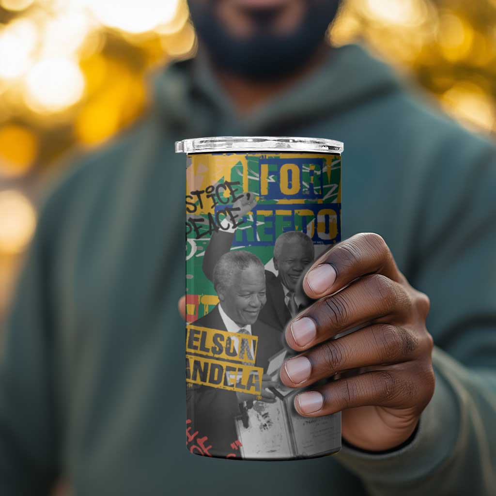 Nelson Mandela Graffiti 4 in 1 Can Cooler Tumbler Street Spray Art Recreating The Life Of A Great Man TS04