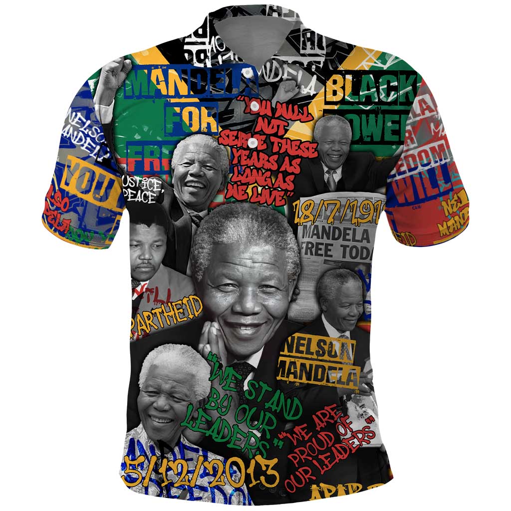 Nelson Mandela Polo Shirt Street Spray Art Recreating The Life Of A Great Man TS04