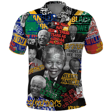 Nelson Mandela Polo Shirt Street Spray Art Recreating The Life Of A Great Man TS04