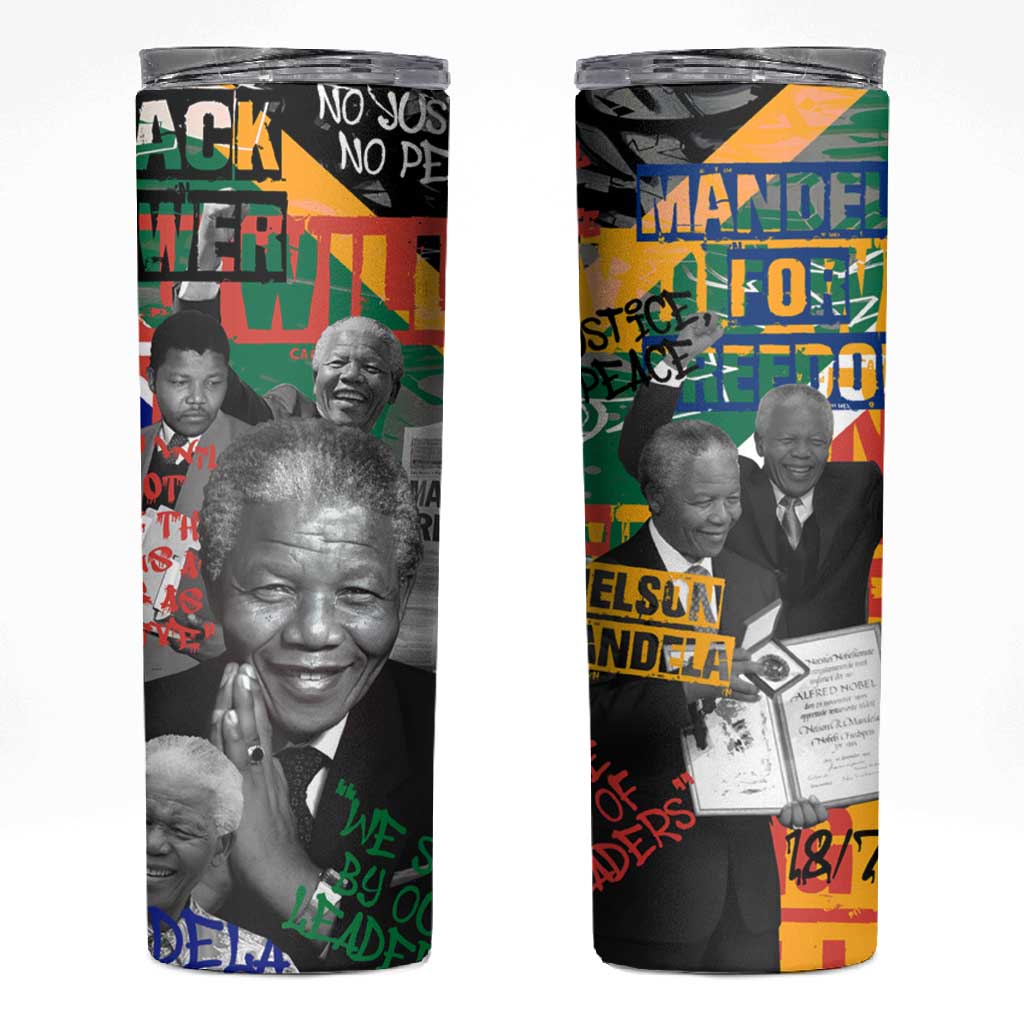 Nelson Mandela Graffiti Skinny Tumbler Street Spray Art Recreating The Life Of A Great Man TS04