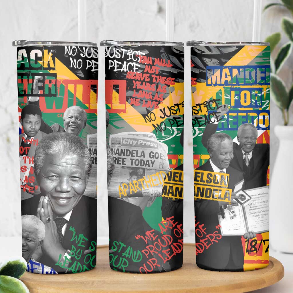 Nelson Mandela Graffiti Skinny Tumbler Street Spray Art Recreating The Life Of A Great Man TS04