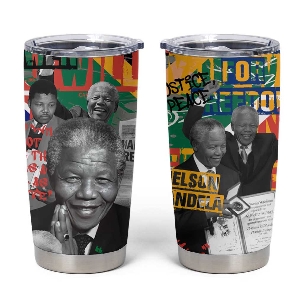 Nelson Mandela Graffiti Tumbler Cup Street Spray Art Recreating The Life Of A Great Man TS04