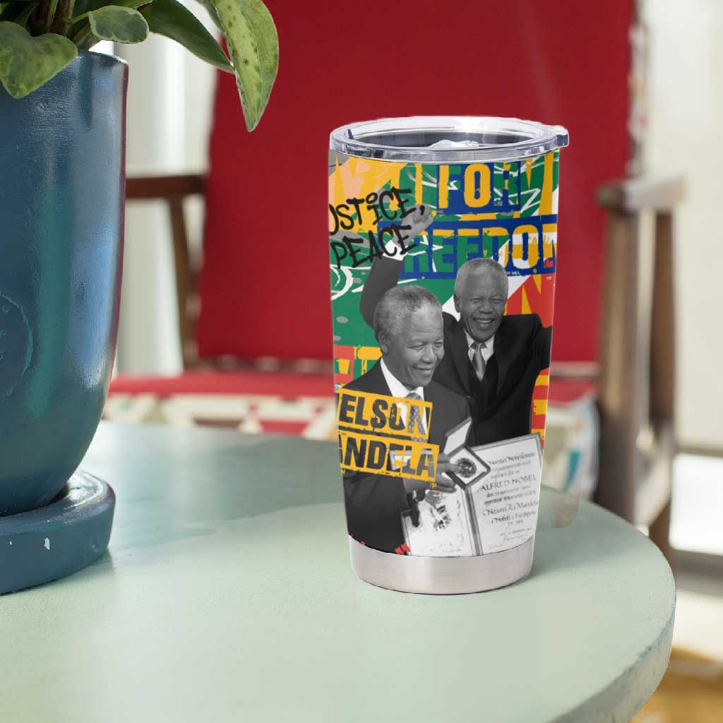Nelson Mandela Graffiti Tumbler Cup Street Spray Art Recreating The Life Of A Great Man TS04