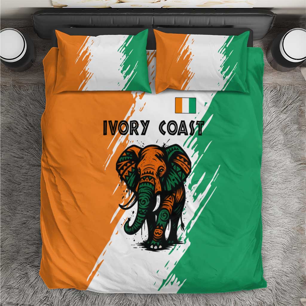 Ivory Coast Bedding Set African Elephant in Ivorian Flag Colors TS04