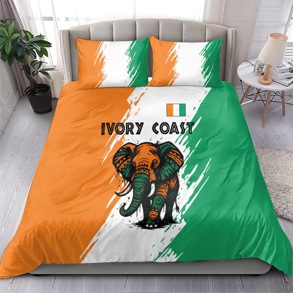 Ivory Coast Bedding Set African Elephant in Ivorian Flag Colors TS04