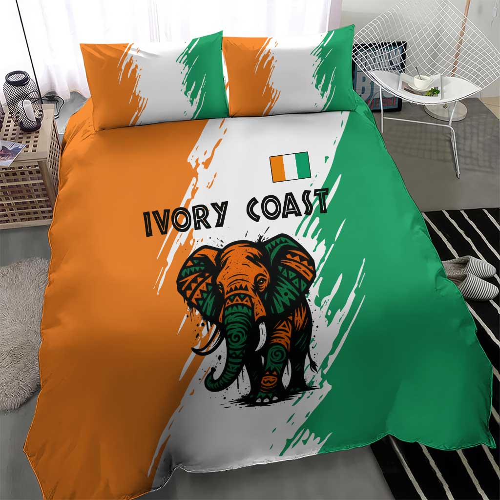 Ivory Coast Bedding Set African Elephant in Ivorian Flag Colors TS04