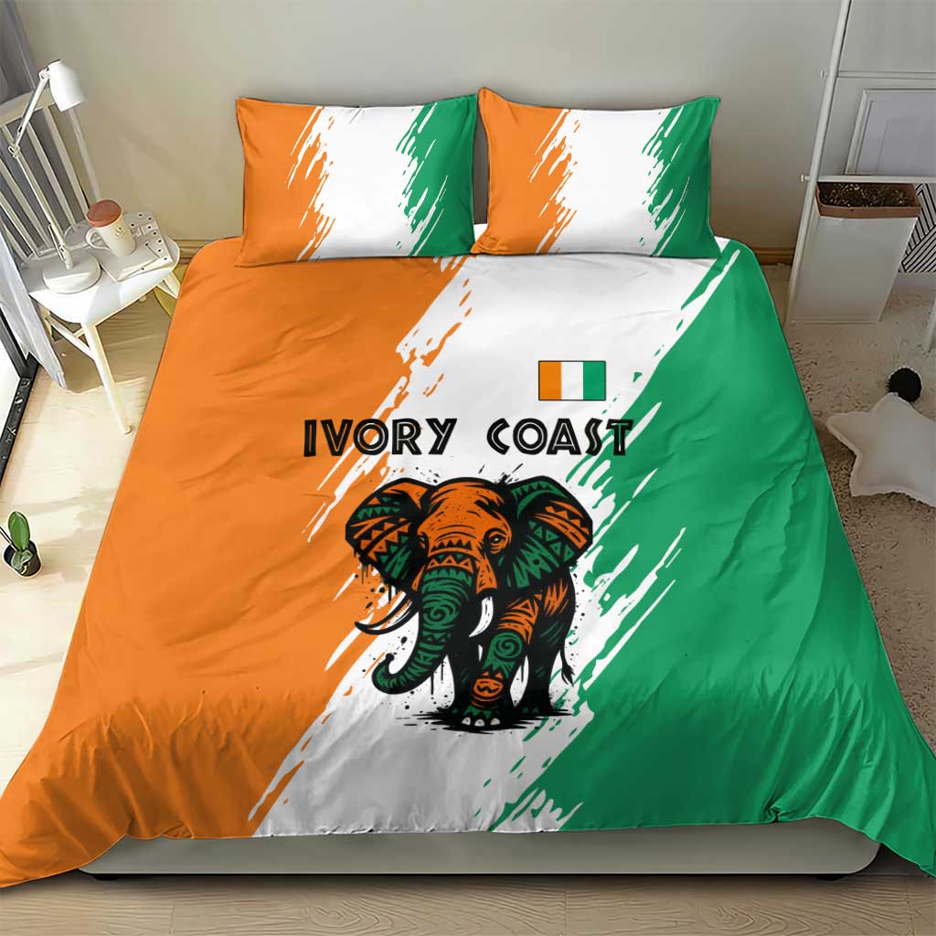 Ivory Coast Bedding Set African Elephant in Ivorian Flag Colors TS04