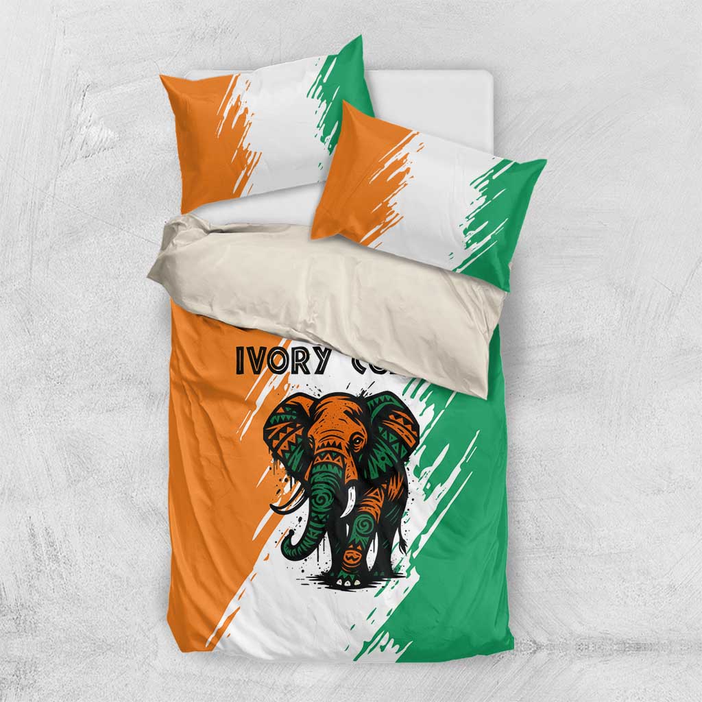 Ivory Coast Bedding Set African Elephant in Ivorian Flag Colors TS04