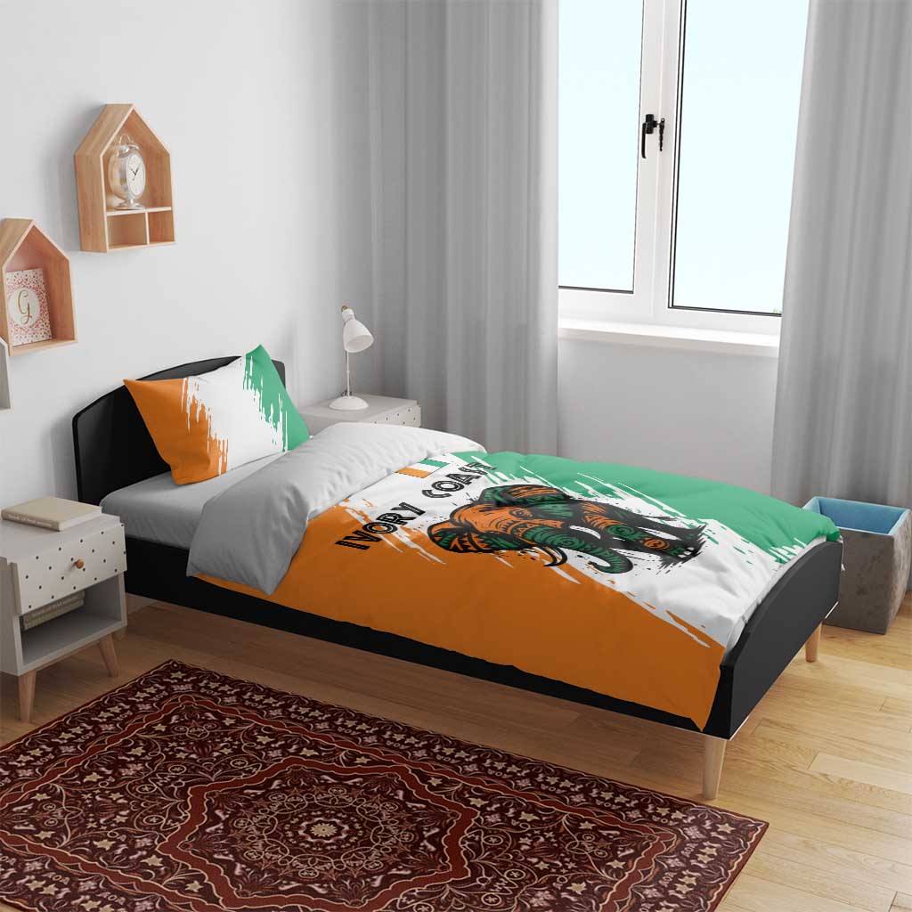 Ivory Coast Bedding Set African Elephant in Ivorian Flag Colors TS04